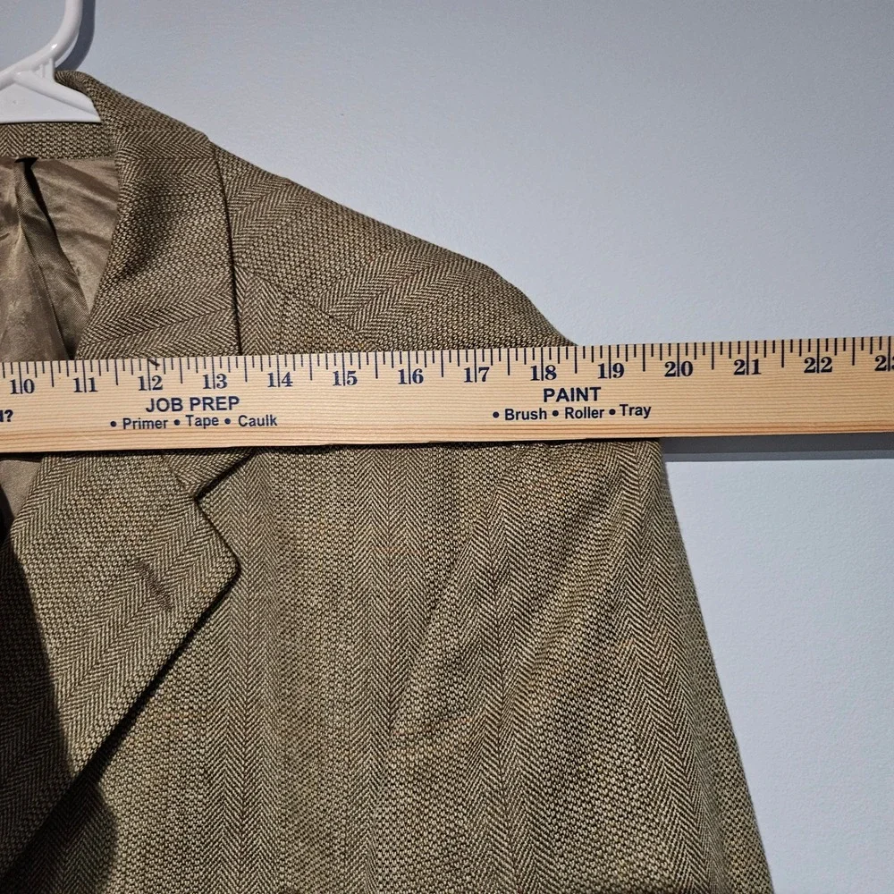 Polo University Club Ralph Lauren Silk Wool Linen Herringbone Blazer 43R Tan
